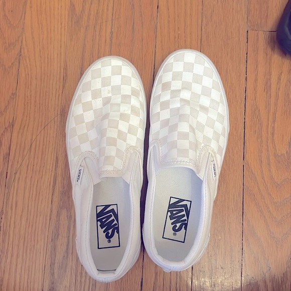 Vans Shoes - Vans Classic White and Cream Checkered Sneakers